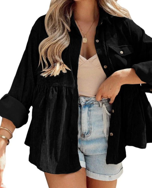 Corduroy Peplum Shacket