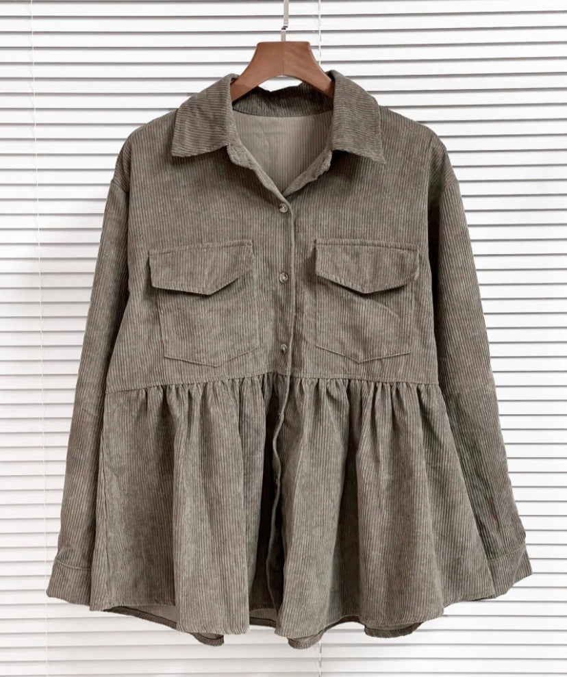 Corduroy Peplum Shacket