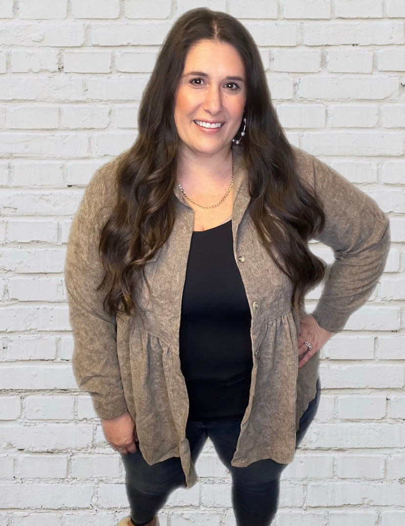 Corduroy Peplum Shacket