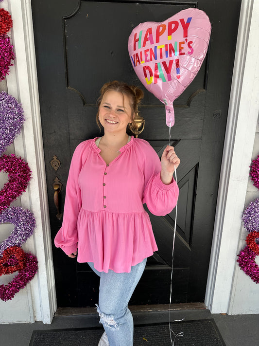 Candy Pink Long Sleeve Top