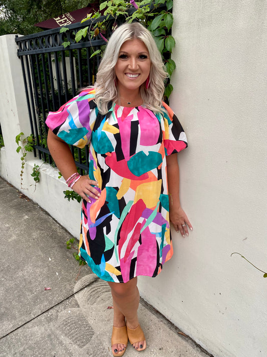 Geo Color Splash Dress