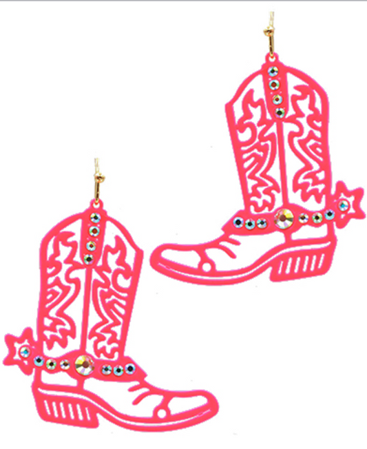 Hot Pink Boot Earrings