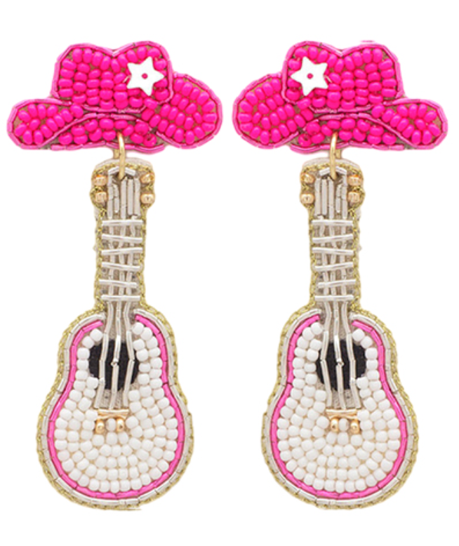 Guitar Seed Bead Earrings