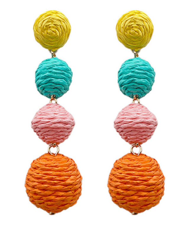Tiered Raffia Earrrings