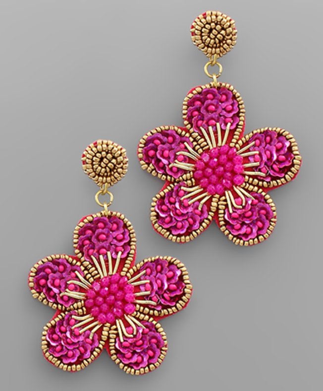 Beaded Flower Earring
