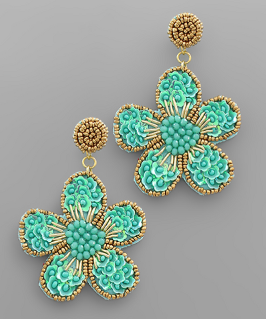 Beaded Flower Earring