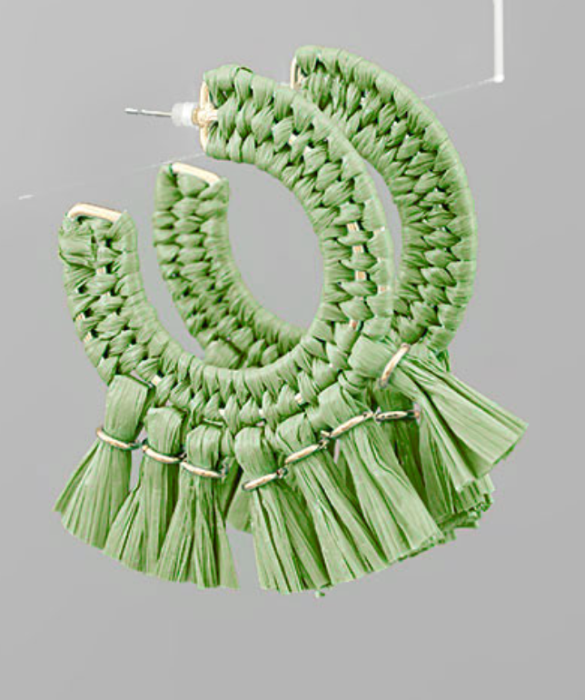 Raffia Tassel Hoops