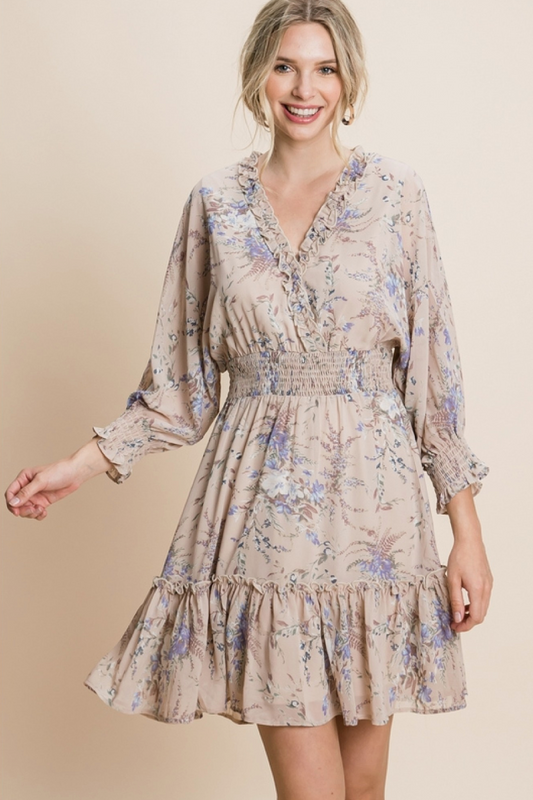 Taupe Flower Garden Dress