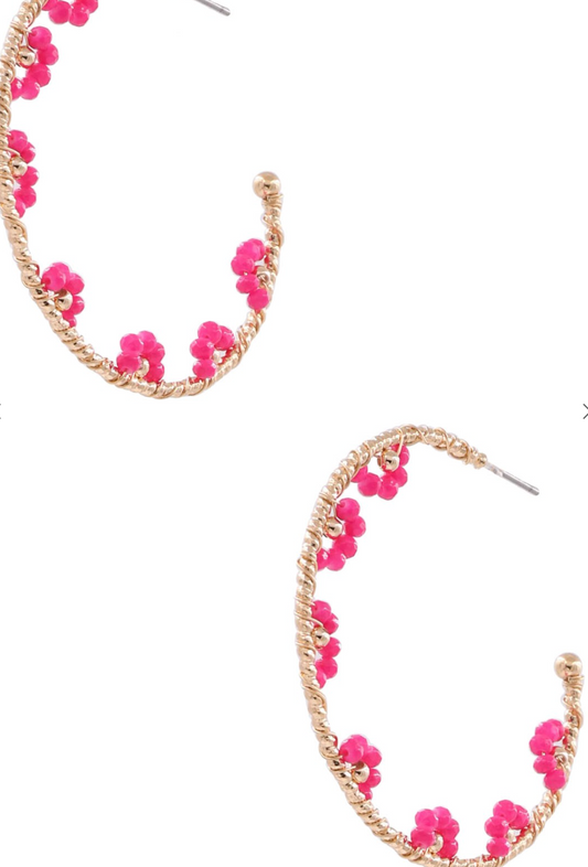 Bead Cluster Hoop Earring