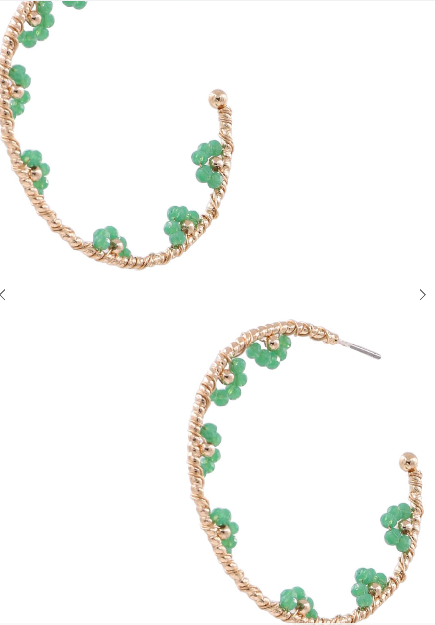 Bead Cluster Hoop Earring
