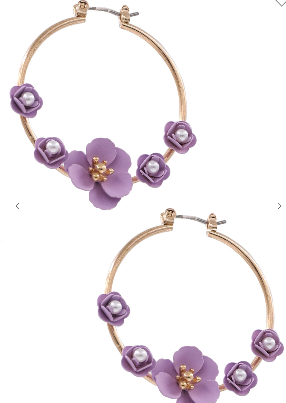 Flower and Pearl Hoops