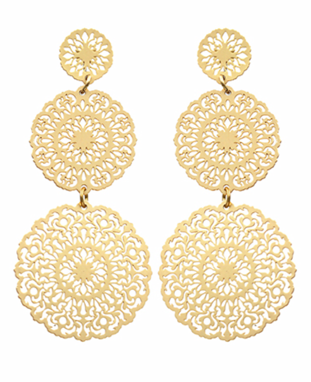 Filigree Matte Gold Earrings