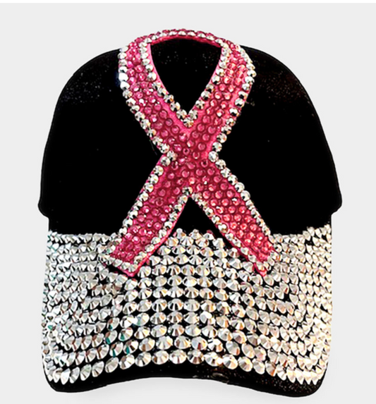 Bling Pink Ribbon Cap