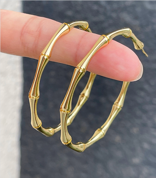 Gold Bamboo Hoops