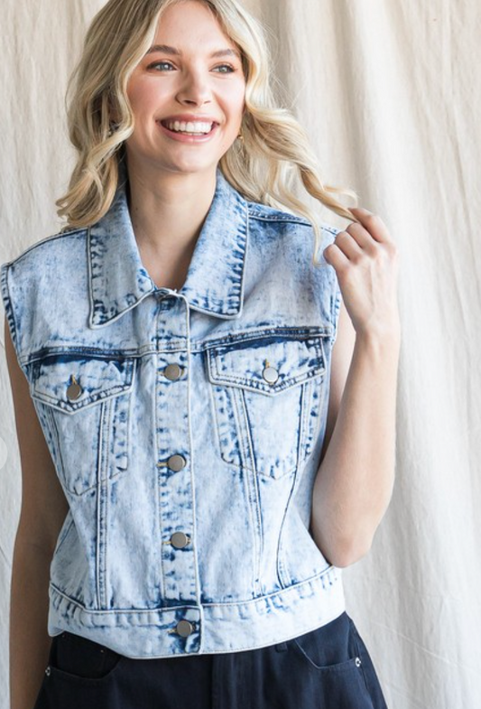 Light Wash Denim Vest