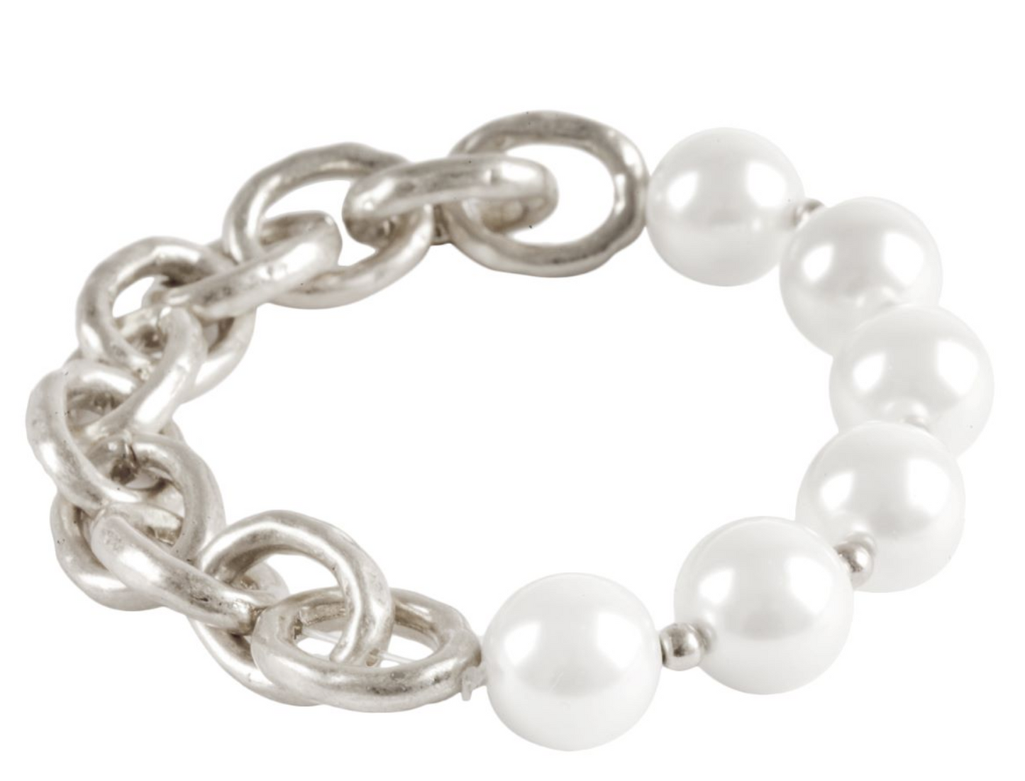 Pearl Stretch Chain Link Bracelet