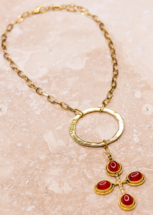 Ruby Cross Necklace