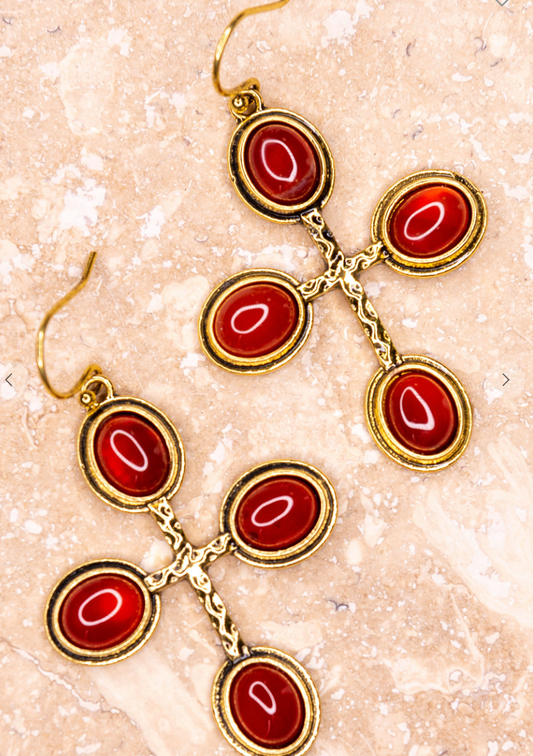 Ruby Cross Earrings