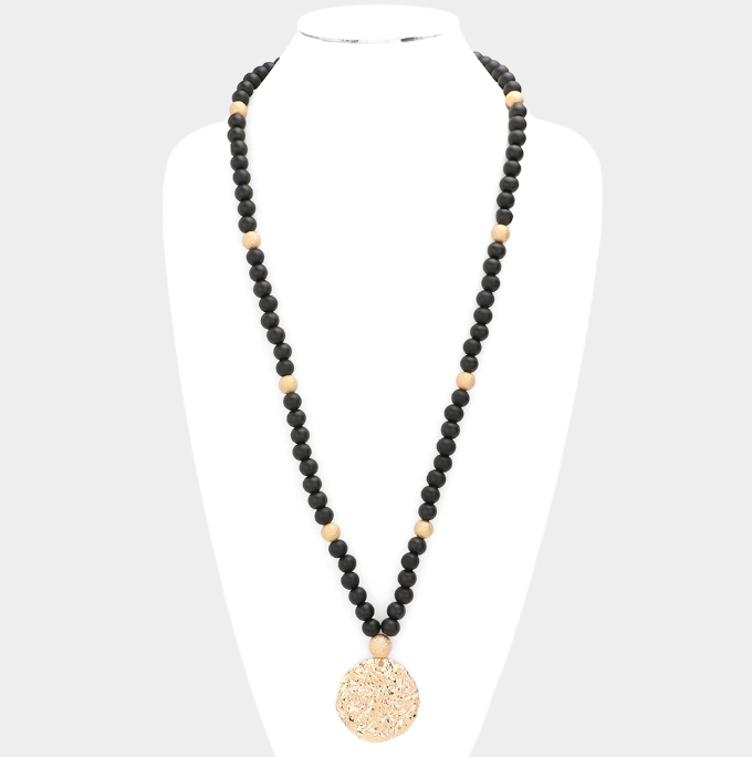 Wooden Gold Coin Necklace