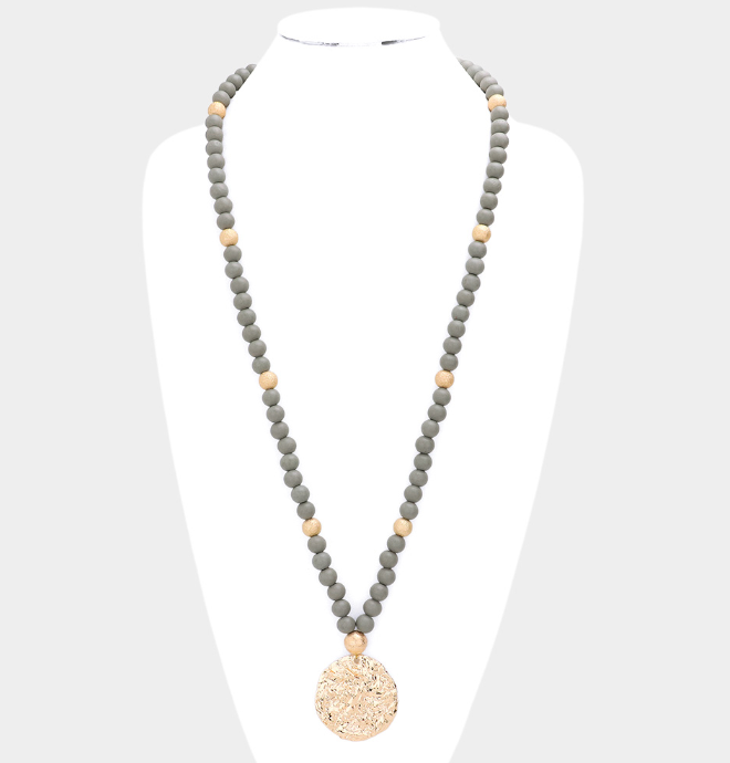 Wooden Gold Coin Necklace