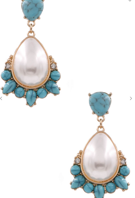 Teardrop Cluster Turquoise Earrings