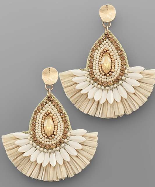 Teardrop Raffia Earrings