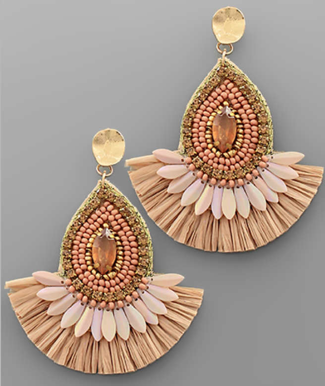 Teardrop Raffia Earrings