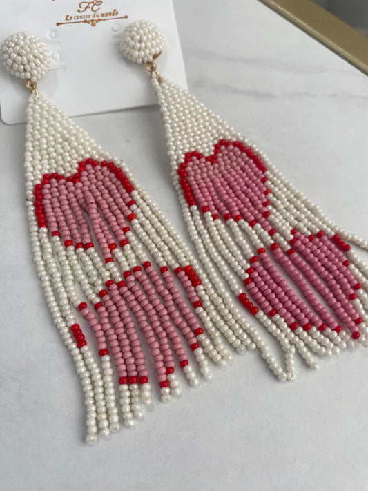 Heart Tassel Earrings