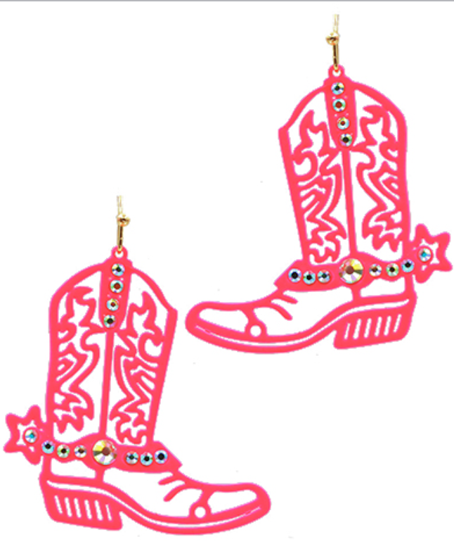 Hot Pink Boot Earrings