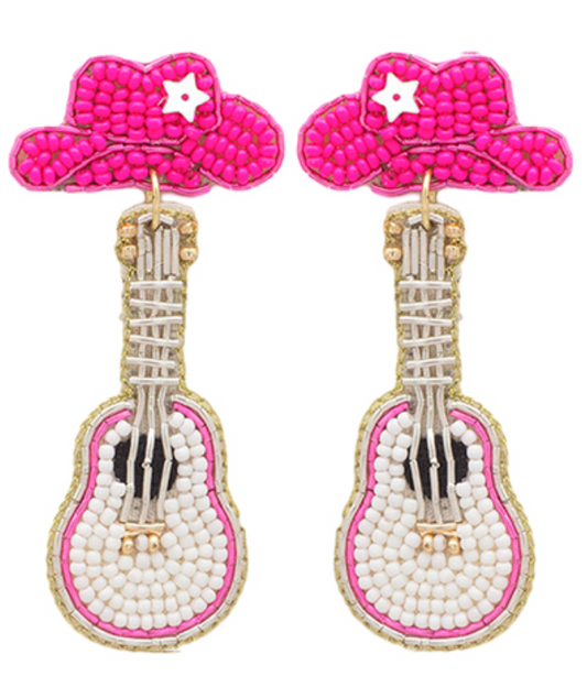 Guitar Seed Bead Earrings
