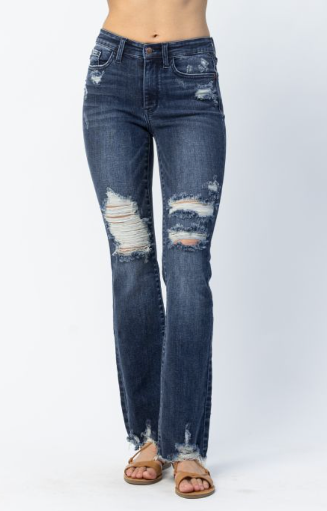 Judy Blue Mid Rise Distressed Bootcut