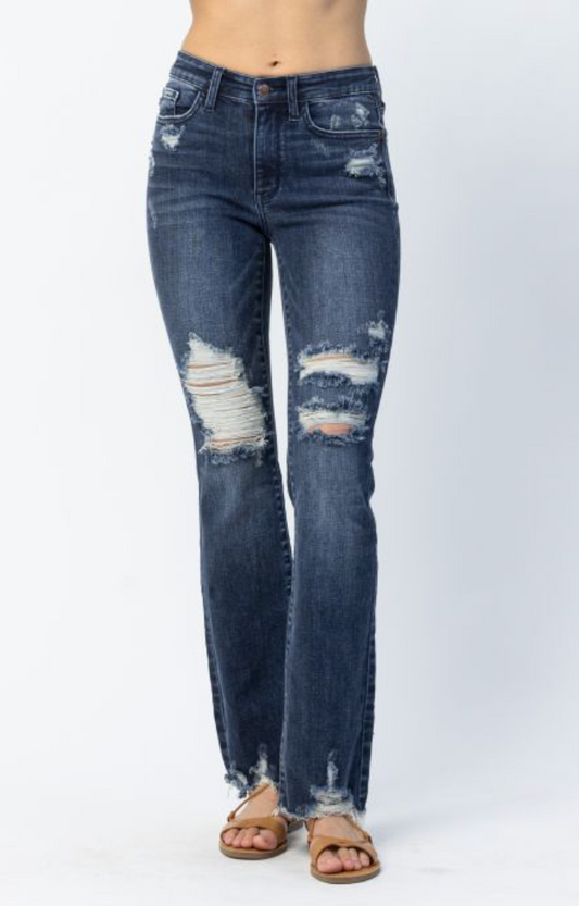 Judy Blue Mid Rise Distressed Bootcut
