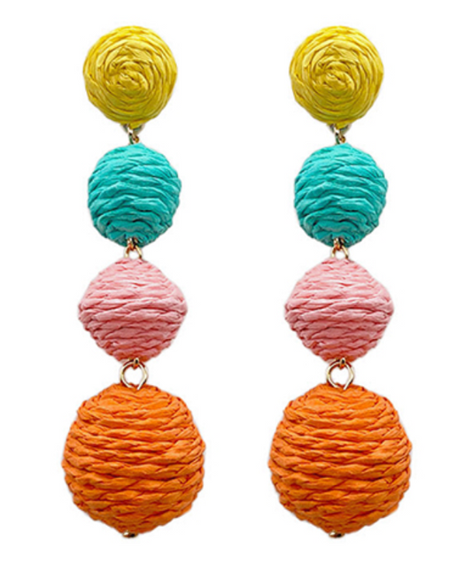 Tiered Raffia Earrrings