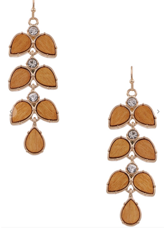 Wooden Leaf Earrings