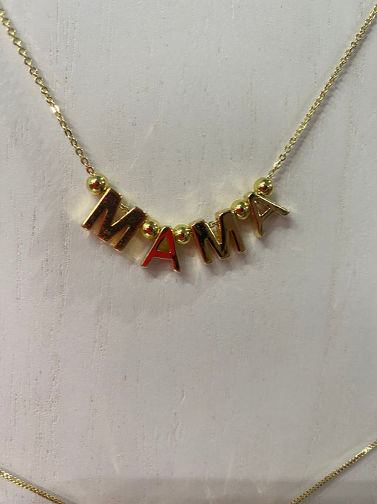 Mama Gold Bead Necklace