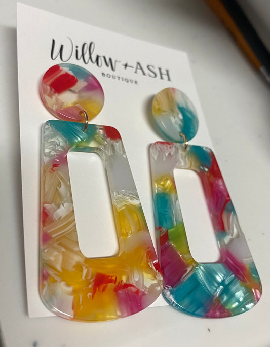 Multicolored Acrylic Earrings
