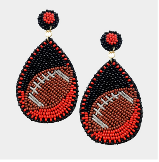 Seed Bead Football Earrings