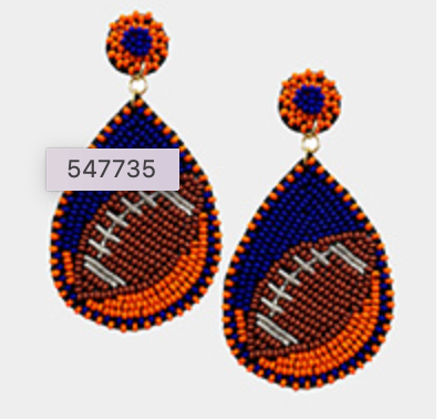 Seed Bead Football Earrings