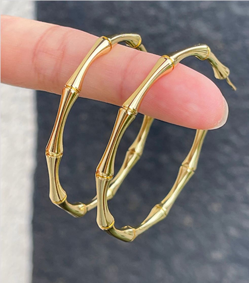 Gold Bamboo Hoops